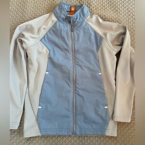 Peter Millar Kid’s Light Gray and Blue Zip-Up Jacket